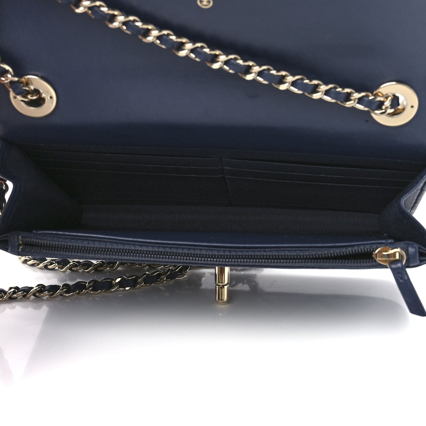 Lambskin Quilted Trendy CC Wallet On Chain WOC Blue