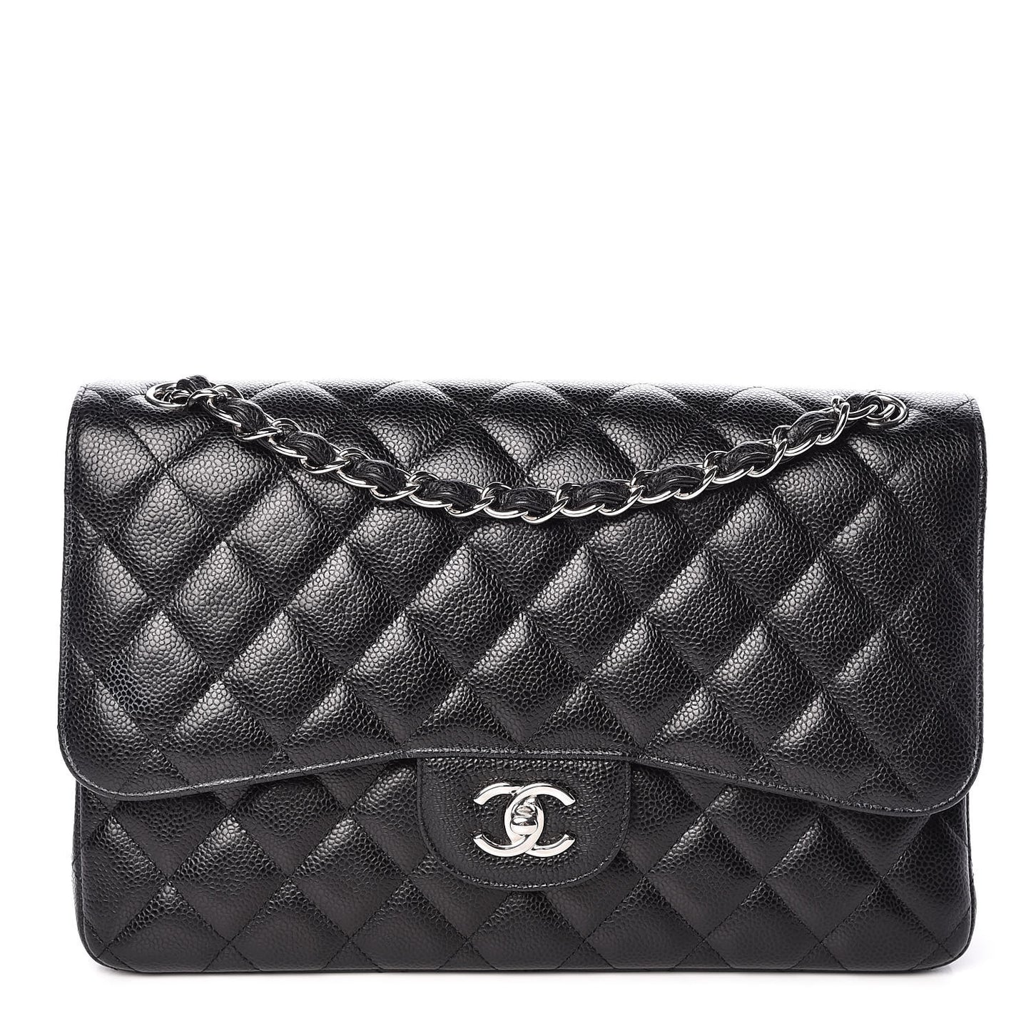 Caviar Quilted Jumbo Double Flap Black