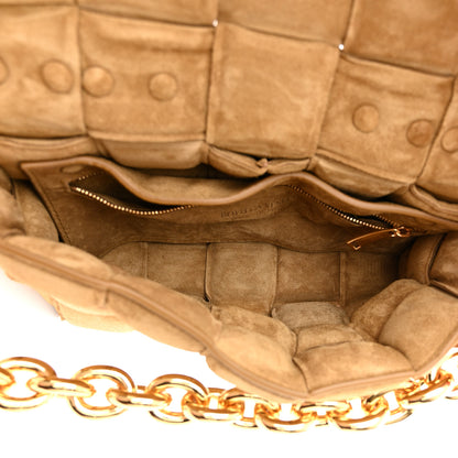 Bottega Veneta Suede Maxi Intrecciato Padded Chain Cassette Crossbody Bag Taupe 5 of 9