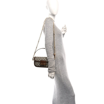 Gucci GG Supreme Monogram Small Horsebit 1955 Chain Shoulder Bag Beige Ebony Brown Sugar 2 of 10