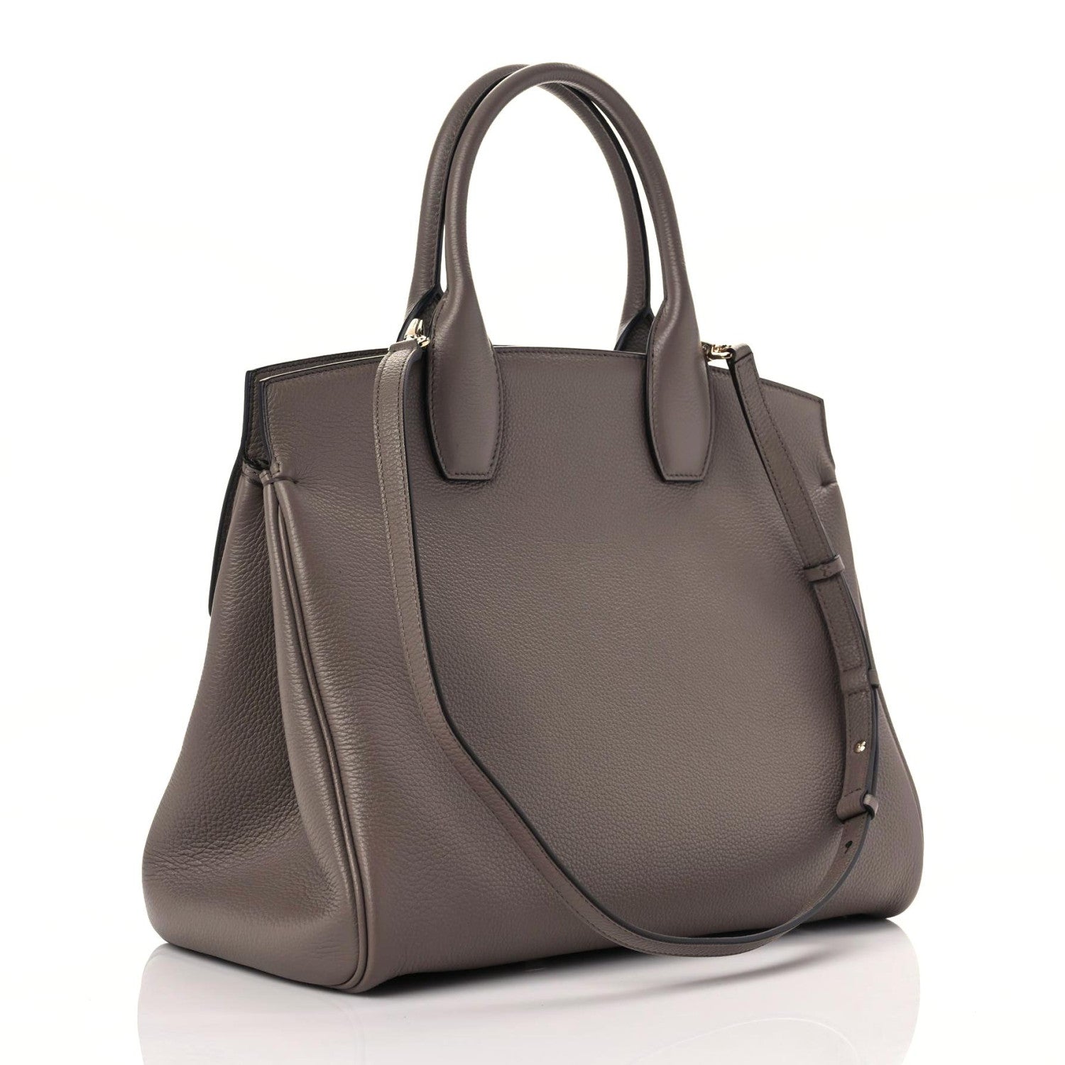 Salvatore Ferragamo Hammered Calfskin Medium Studio Bag Caraway Seed 3 of 9