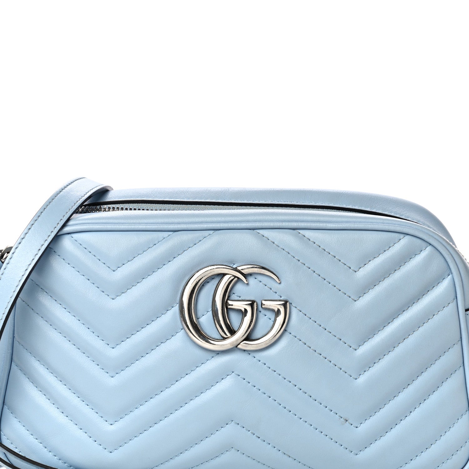 Gucci Calfskin Matelasse Small GG Marmont Chain Shoulder Bag Porcelain Light Blue 20 of 20