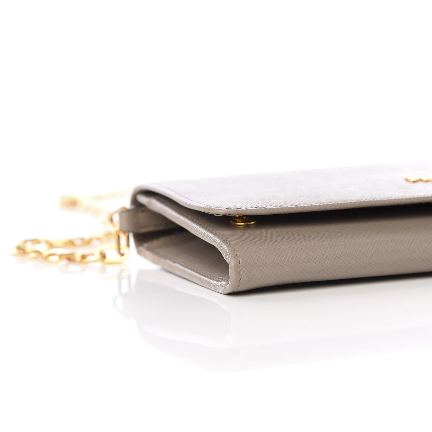 Saffiano Metal Oro Chain Wallet Argilla