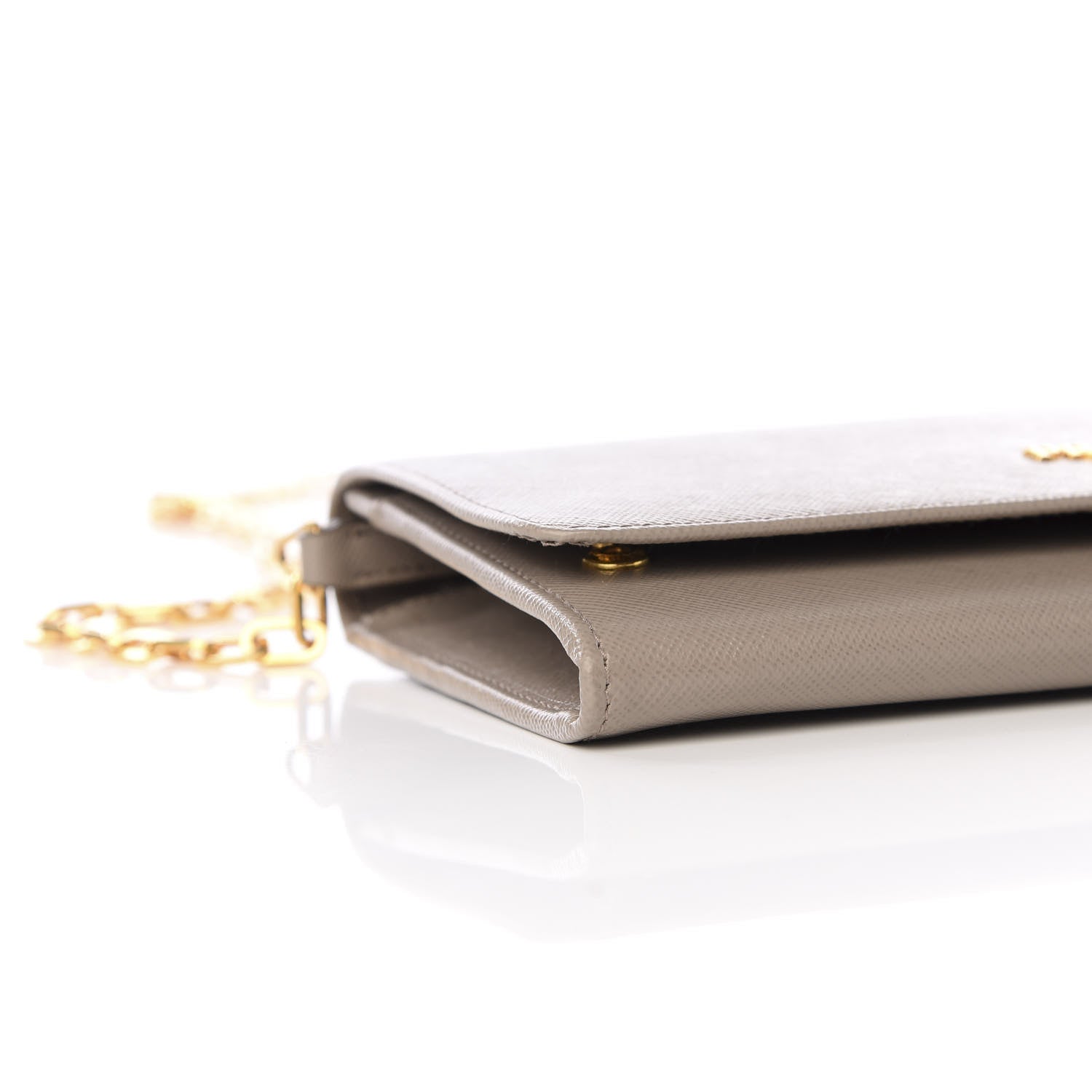 Prada Saffiano Metal Oro Chain Wallet Argilla 7 of 9