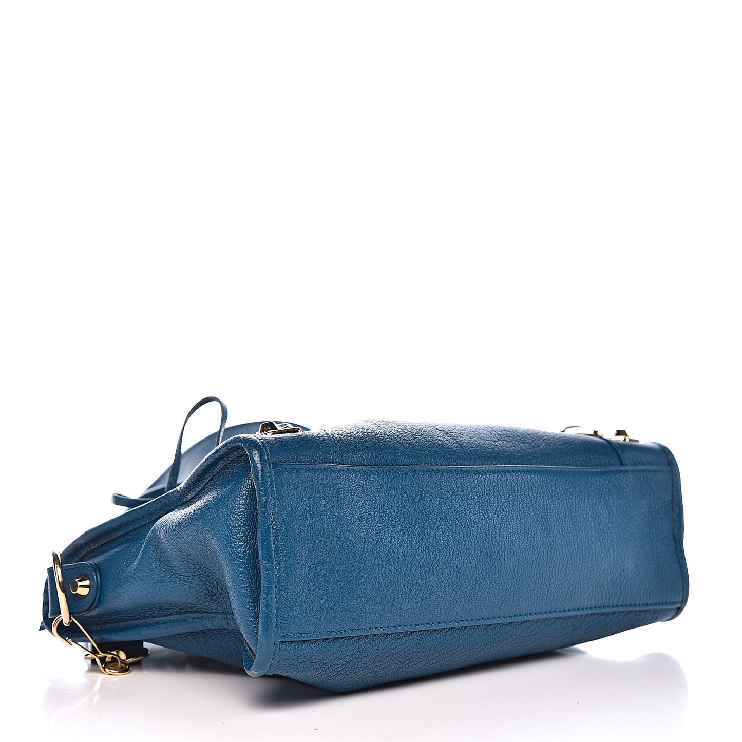Shiny Goatskin Gold Metallic Edge Hardware S City Bleu Abysse