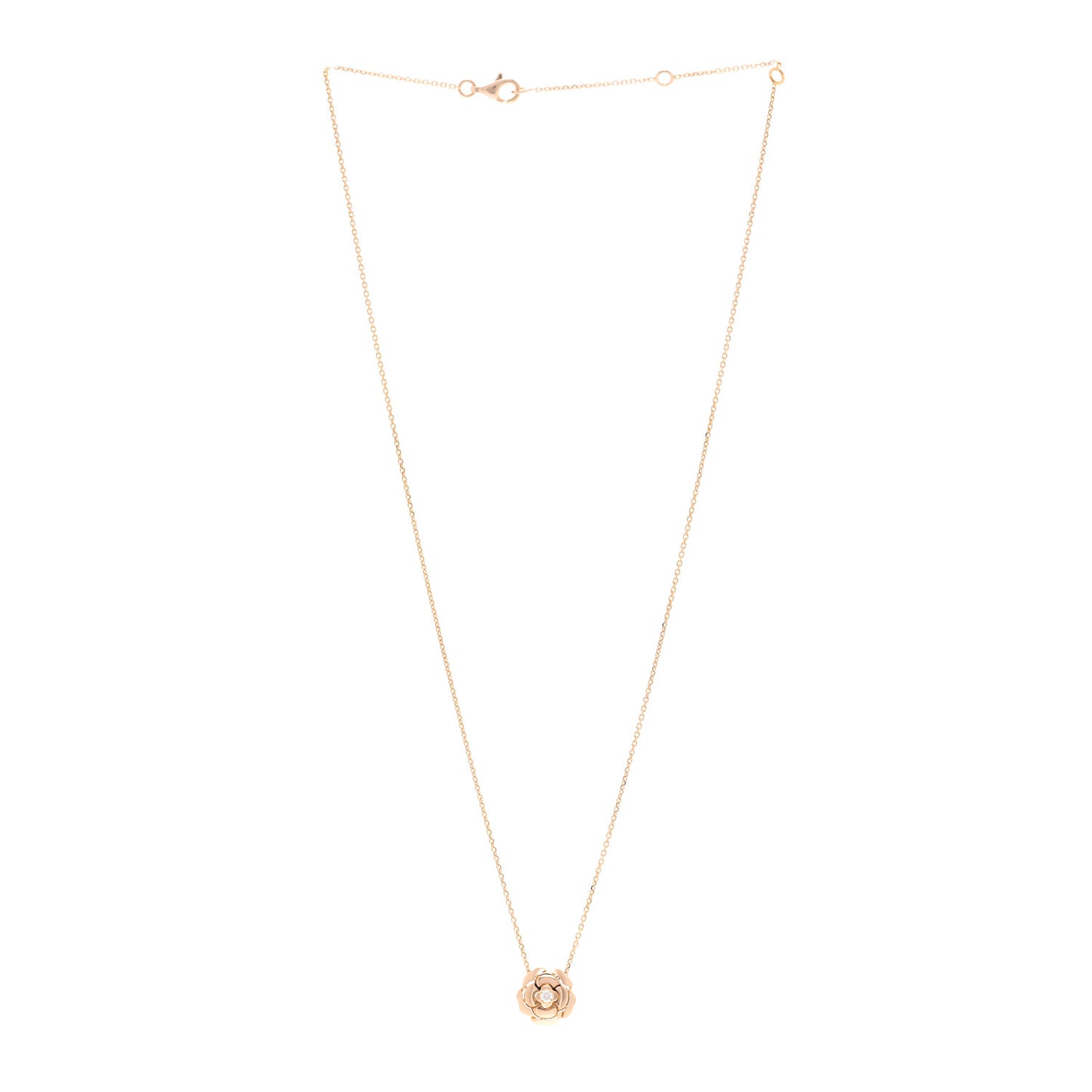 18K Rose Gold Diamond Extrait de Camélia Pendant Necklace