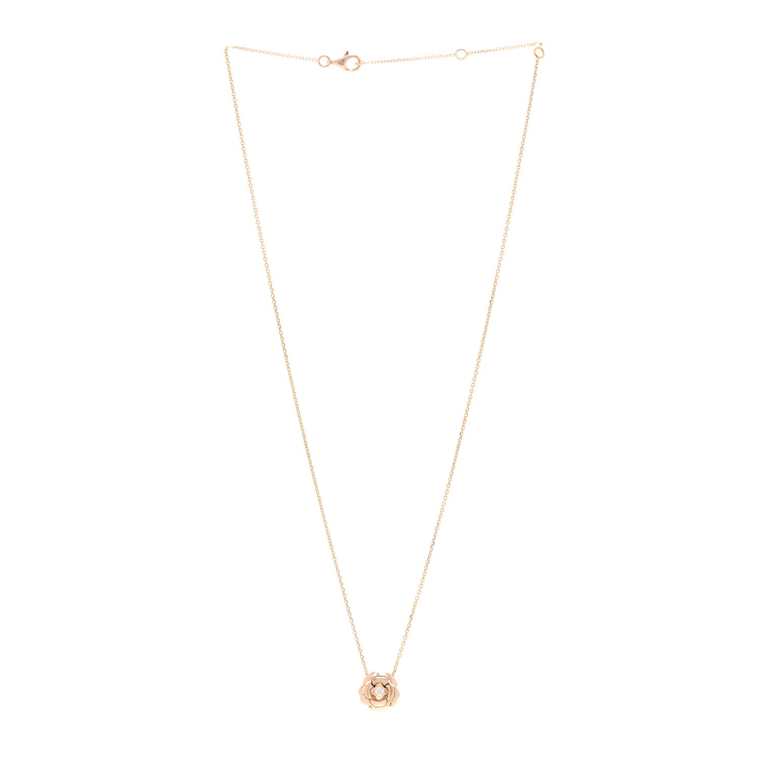 Chanel 18K Rose Gold Diamond Extrait de Camélia Pendant Necklace 3 of 4