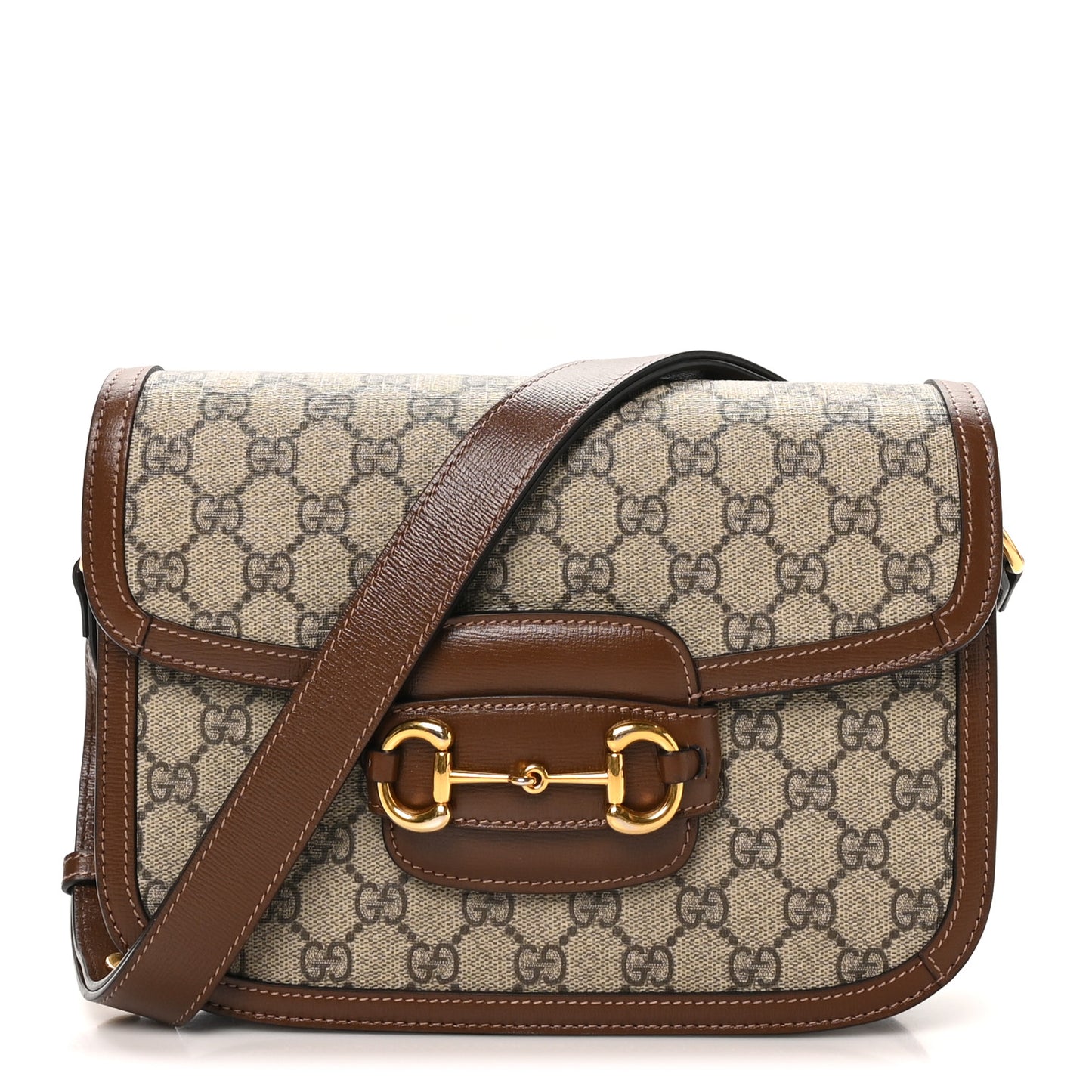 GG Supreme Monogram Horsebit 1955 Shoulder Bag Beige Brown Sugar Beige Brown Sugar
