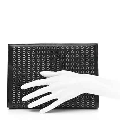 Alaia Calfskin Grommet Studded Clutch Black 2 of 9