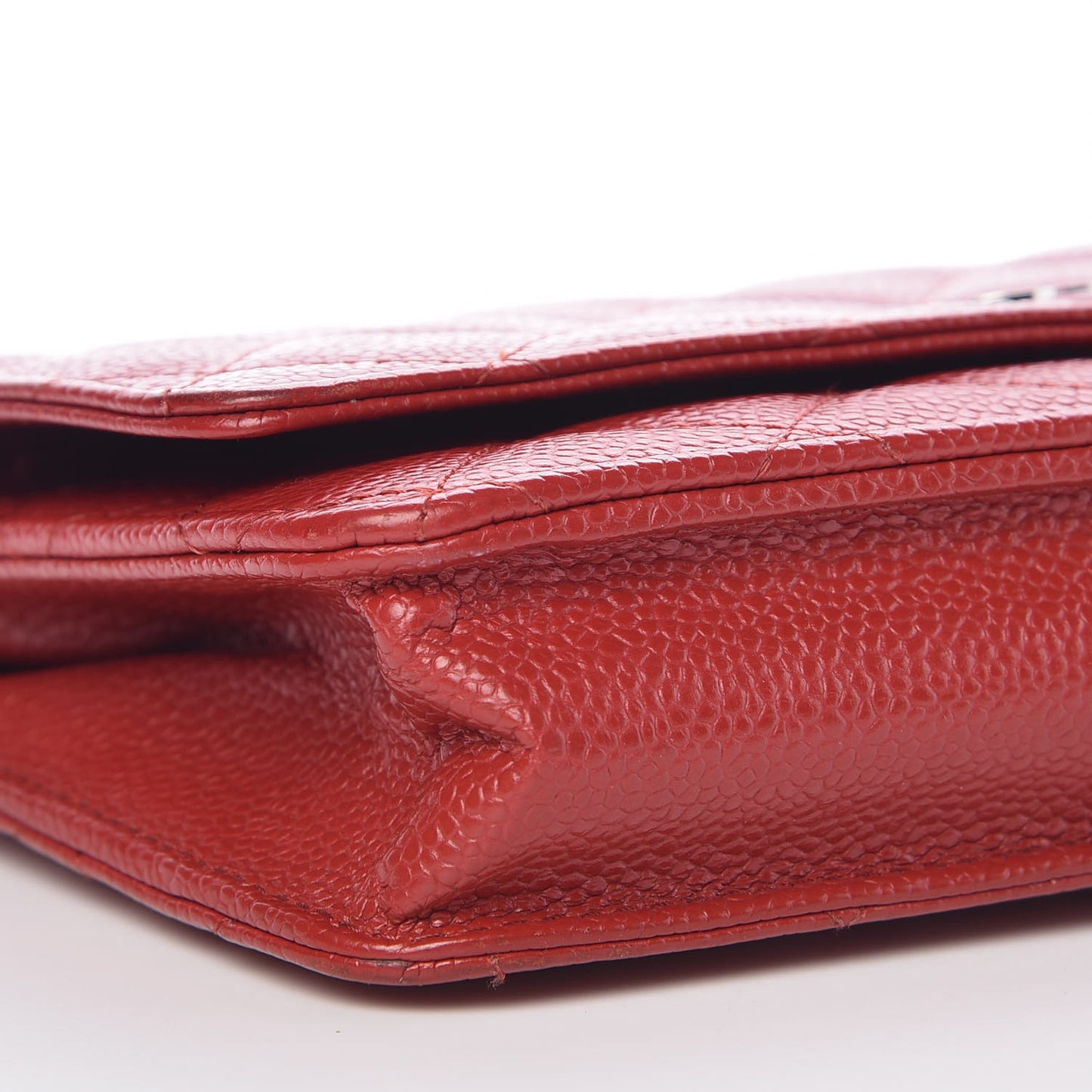 Caviar Quilted Wallet On Chain WOC Dark Red
