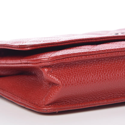 Chanel Caviar Quilted Wallet On Chain WOC Dark Red 10 of 12