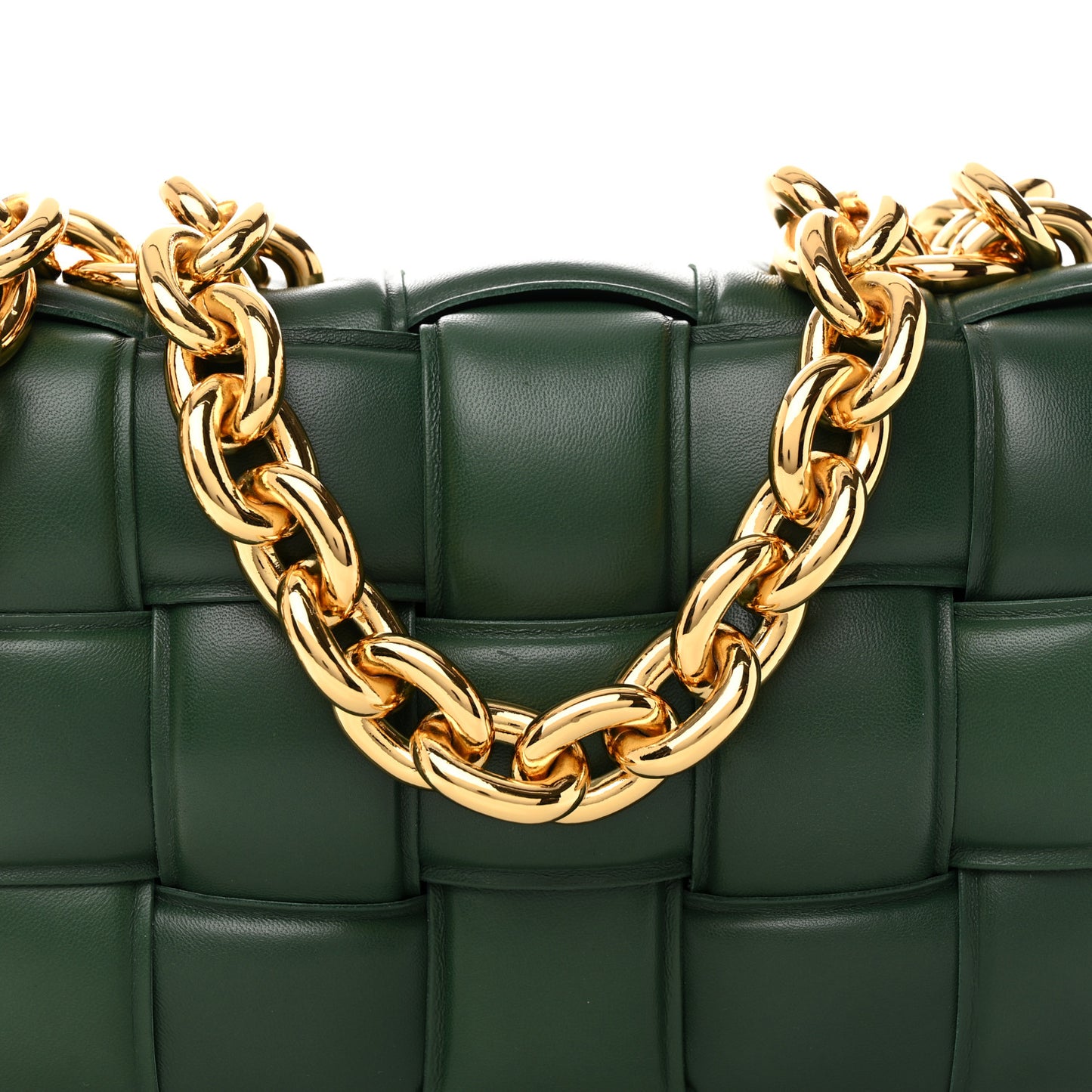 Lambskin Maxi Intreccio Padded Chain Cassette Crossbody Bag Raintree