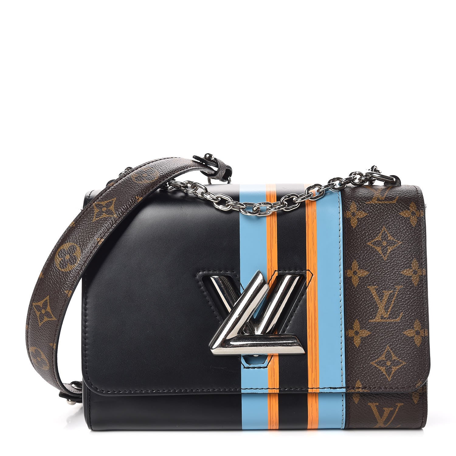 Louis Vuitton Calfskin Monogram Twist Shoulder Bag MM Blue 1 of 11