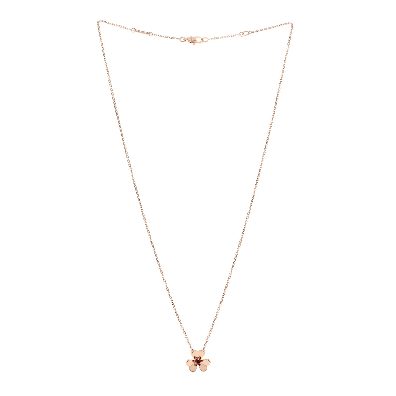 Van Cleef & Arpels 18K Rose Gold Ruby Mini Frivole Pendant Necklace 3 of 6