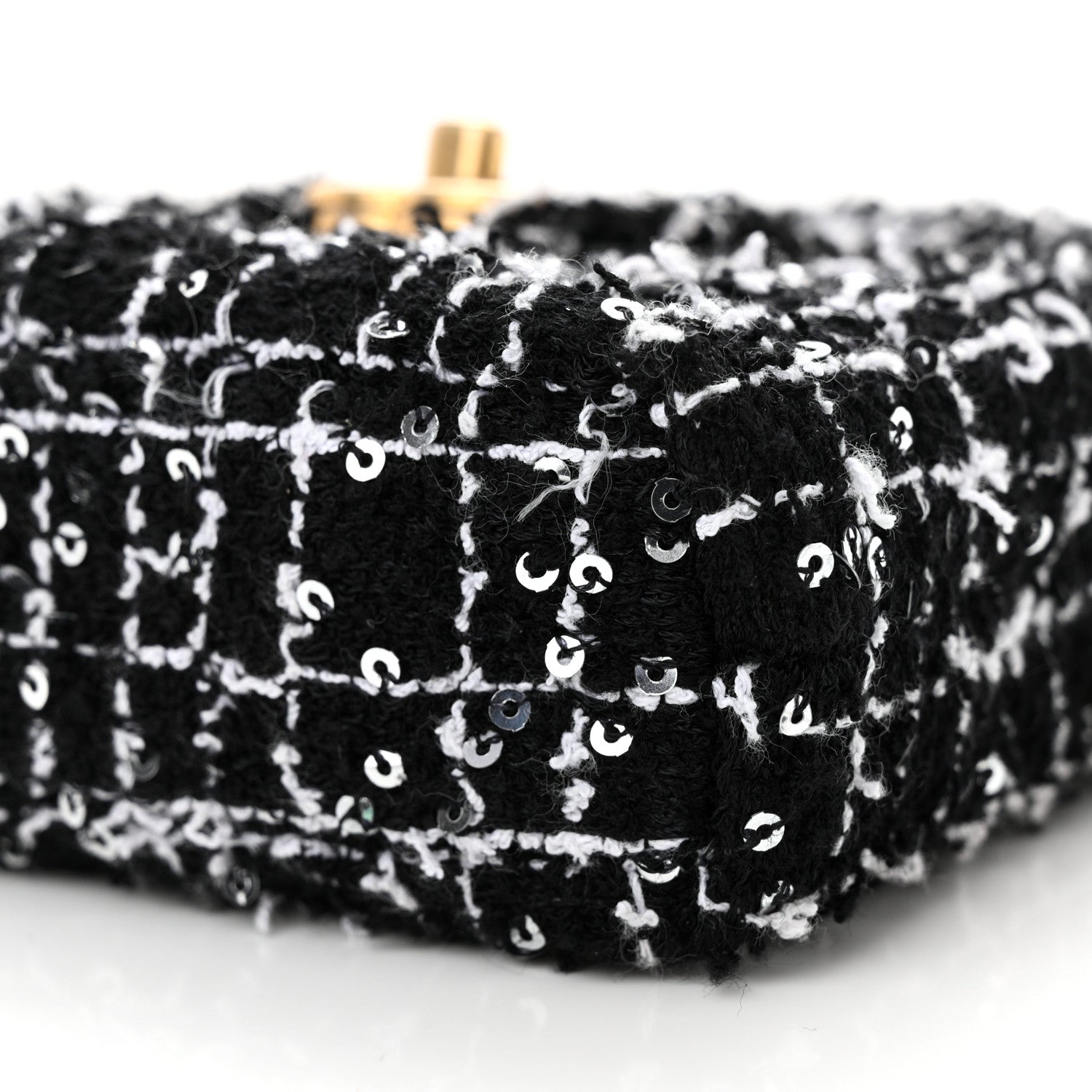 Chanel Tweed Quilted Mini Nano Kelly Shopper Black White 10 of 11