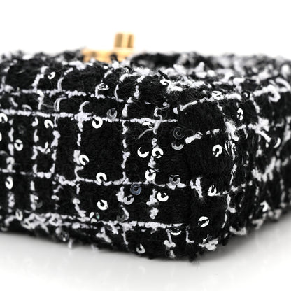 Chanel Tweed Quilted Mini Nano Kelly Shopper Black White 10 of 11