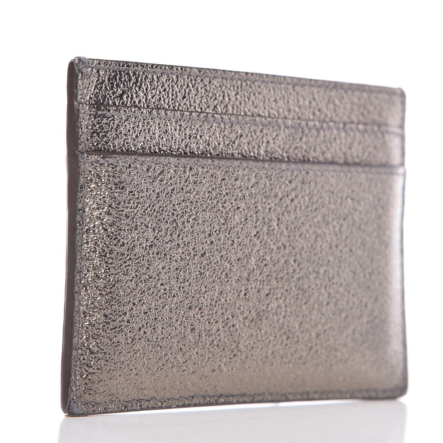 Saint Laurent Grained Metallic Calfskin Monogram Credit Card Case Bronze 3 of 7