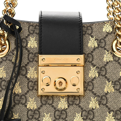 Gucci GG Supreme Monogram Bees Small Padlock Tote Beige Oro Black 8 of 11