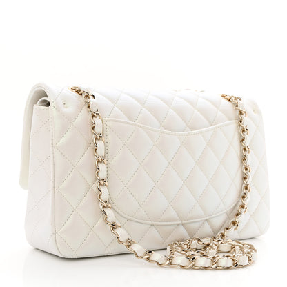 Chanel Iridescent Calfskin Quilted Medium Double Flap White 3 of 13