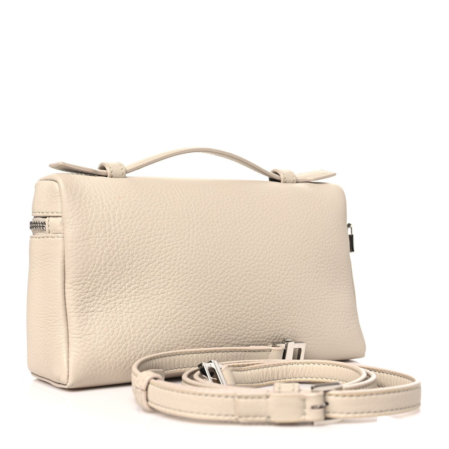 Loro Piana Grained Calfskin L19 Extra Pocket Pouch Whisper White 3 of 9