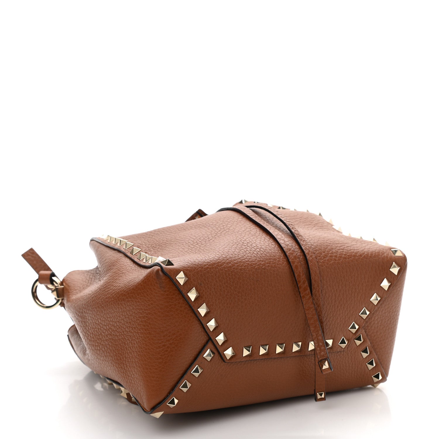 Valentino Garavani Grained Calfskin Rockstud Bucket Bag Saddle Brown 3 of 6