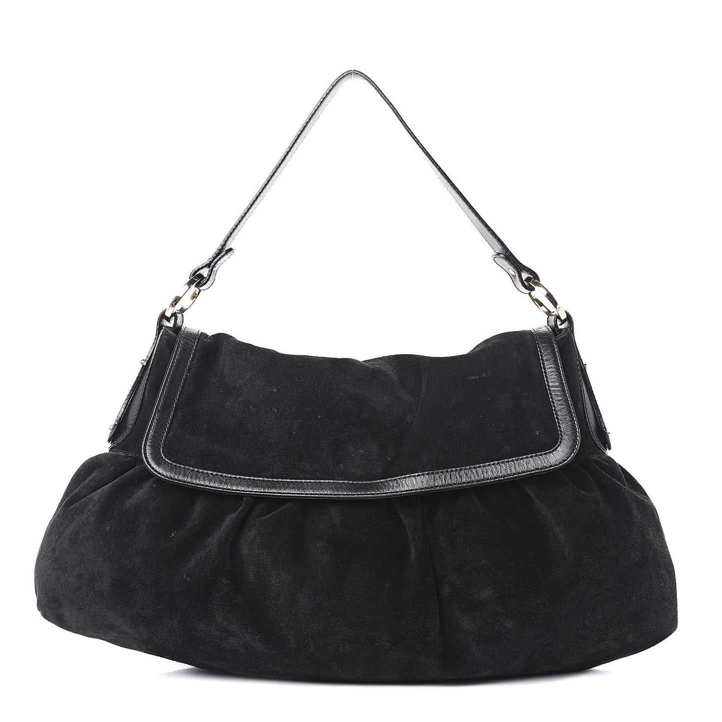Suede Large Chef Shoulder Bag Black