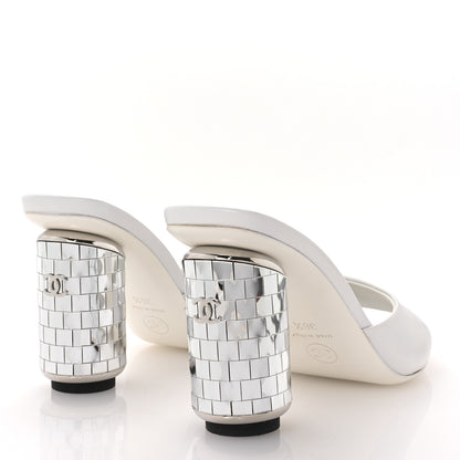Chanel Lambskin Mirror Mules 36.5 White 5 of 9