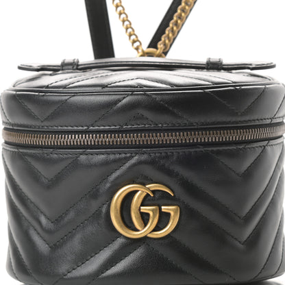 Gucci Calfskin Matelasse Mini GG Marmont Round Backpack Black 8 of 11