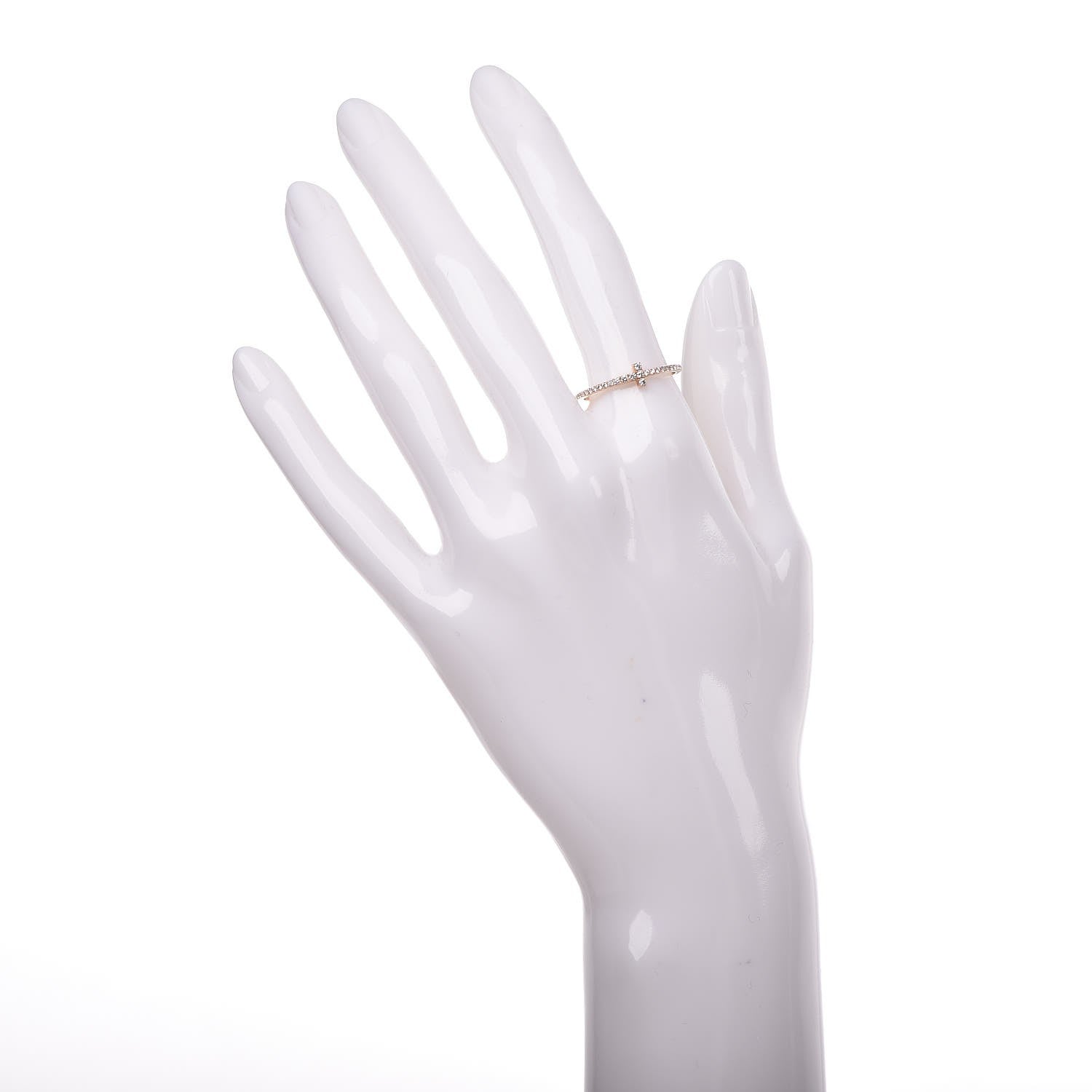 Tiffany 18K Rose Gold Diamond T Wire Pave Ring 58 8.25 2 of 5