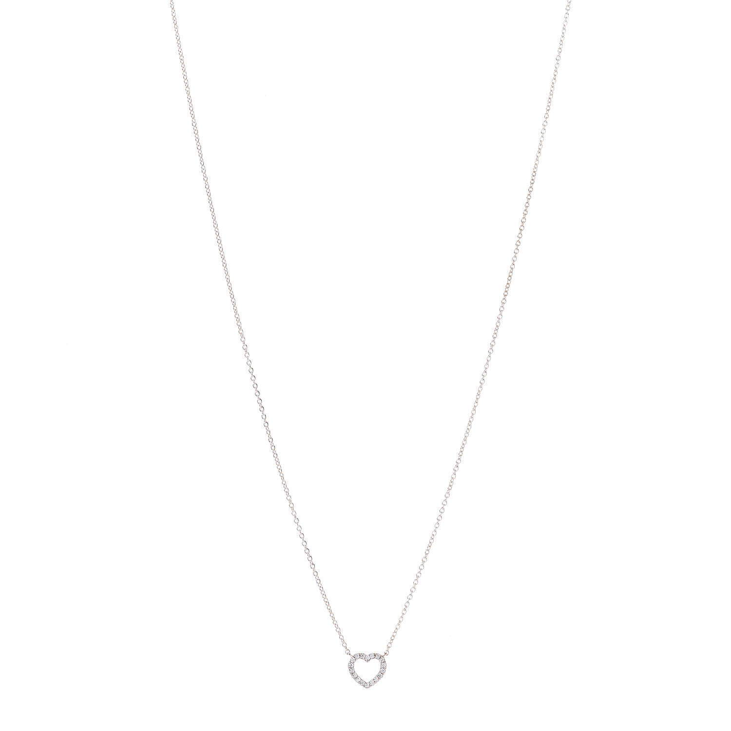 Tiffany 18K Rose Gold Diamond Metro Heart Pendant Necklace 1 of 6
