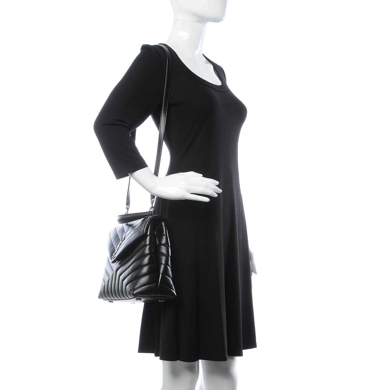 Saint Laurent Calfskin Y Quilted Monogram Medium Loulou Satchel Black 2 of 10
