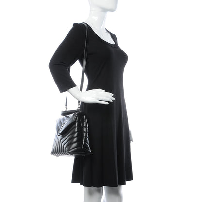 Saint Laurent Calfskin Y Quilted Monogram Medium Loulou Satchel Black 2 of 10