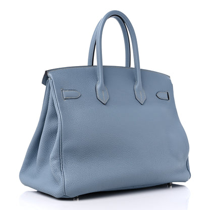 Hermes Togo BIRKIN 35 Bleu Lin 3 of 14