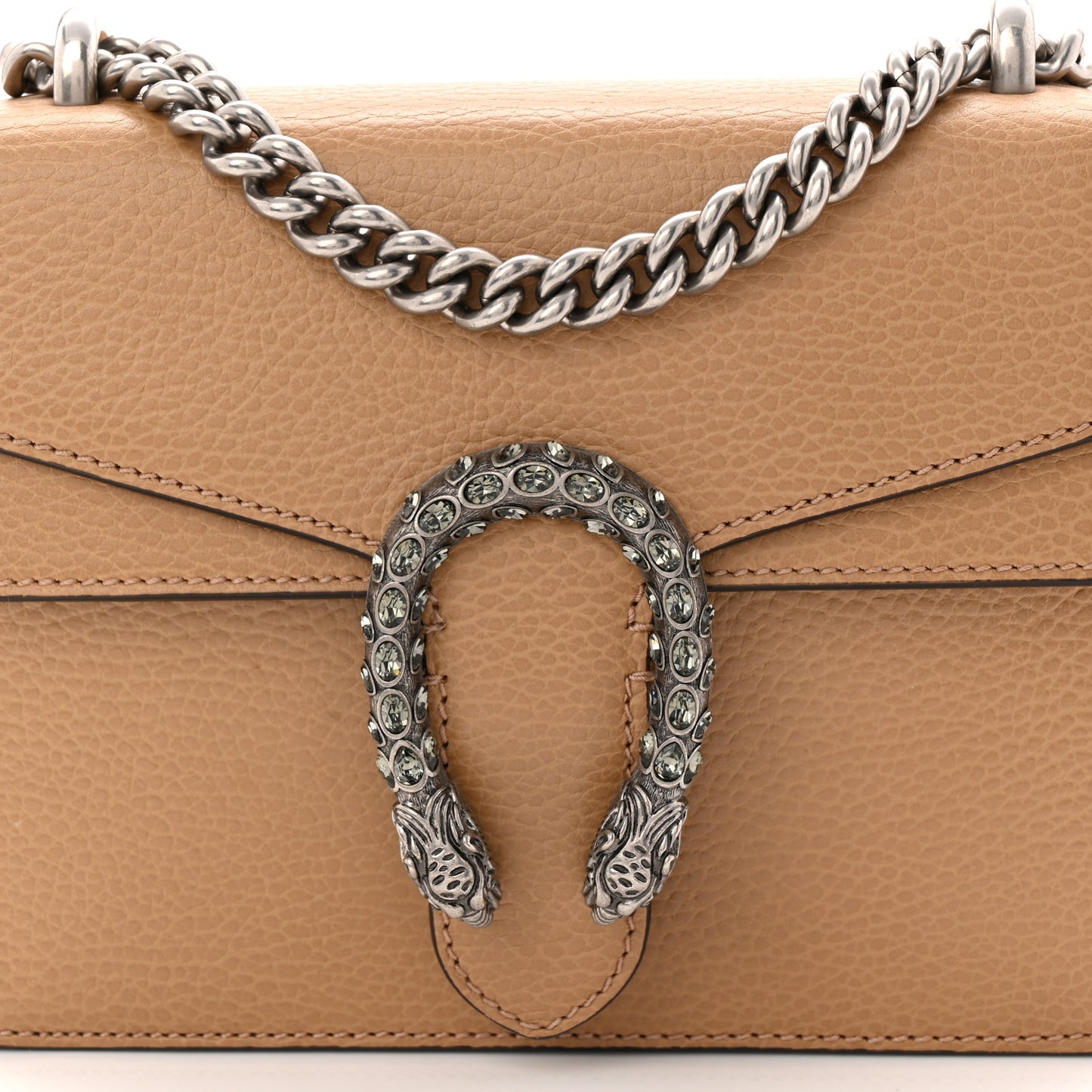 Dollar Calfskin Crystal Mini Dionysus Shoulder Bag Natural Tan Black Diamond