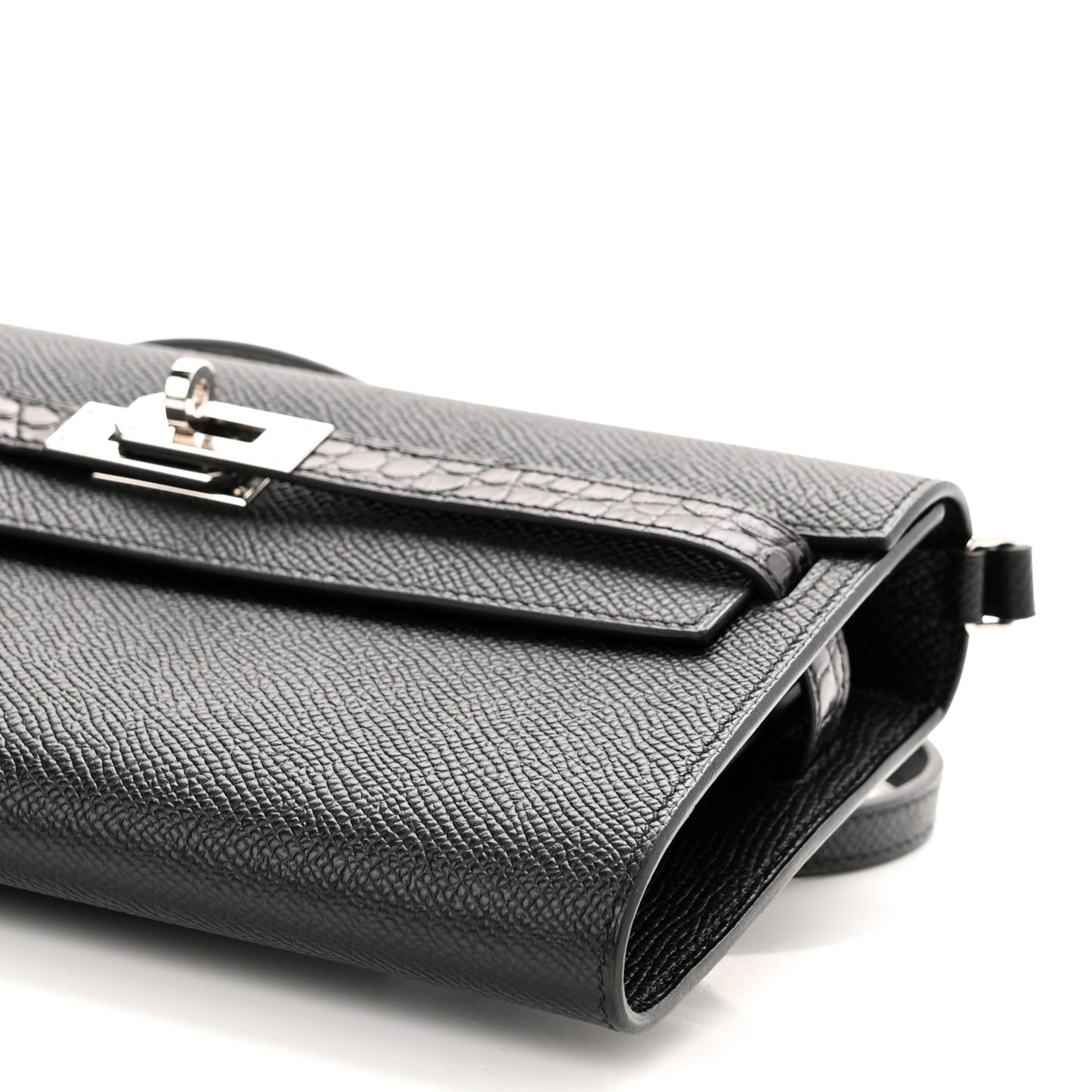 Epsom Matte Alligator Touch Kelly Wallet To Go Black
