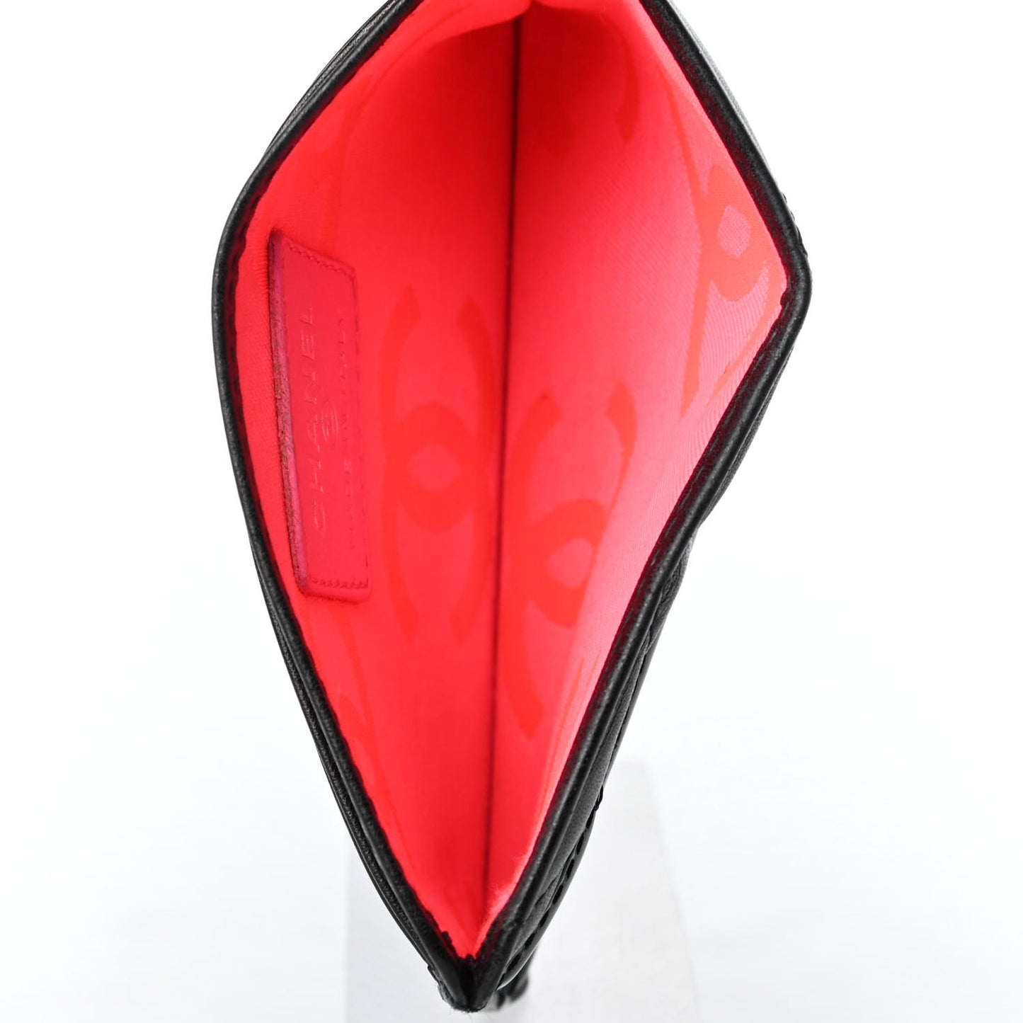 Calfskin Quilted Cambon Card Holder Black