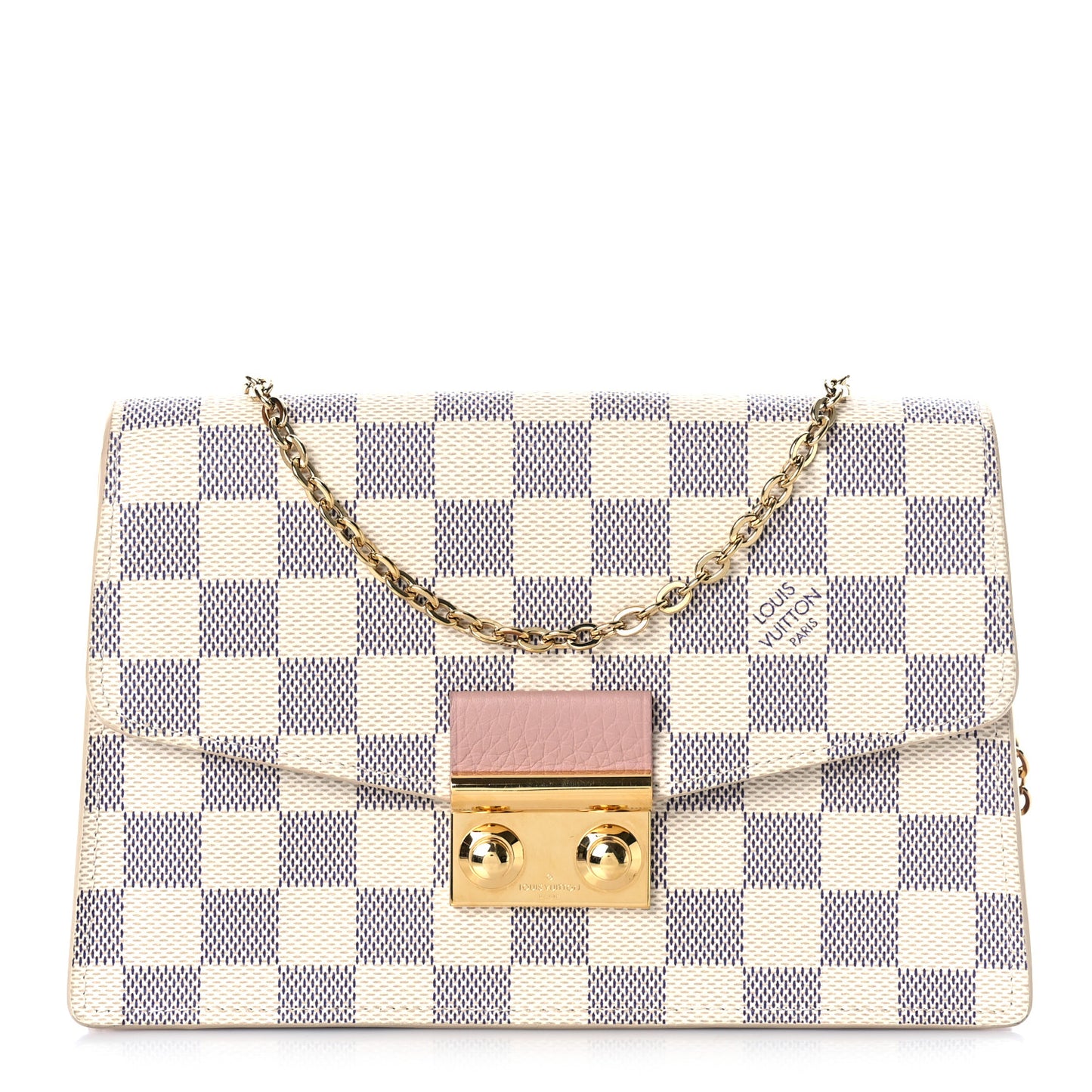 Damier Azur Croisette Chain Wallet Rose Ballerine
