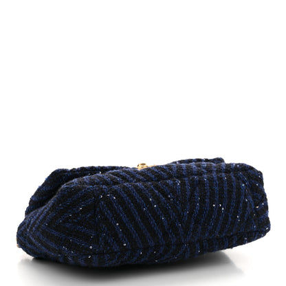 Chanel Tweed Sequin Quilted Medium Chanel 19 Flap Blue Multicolor 4 of 12