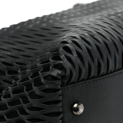 Chanel Calfskin Laser Cut Perforated CC Tote Black 12 of 15