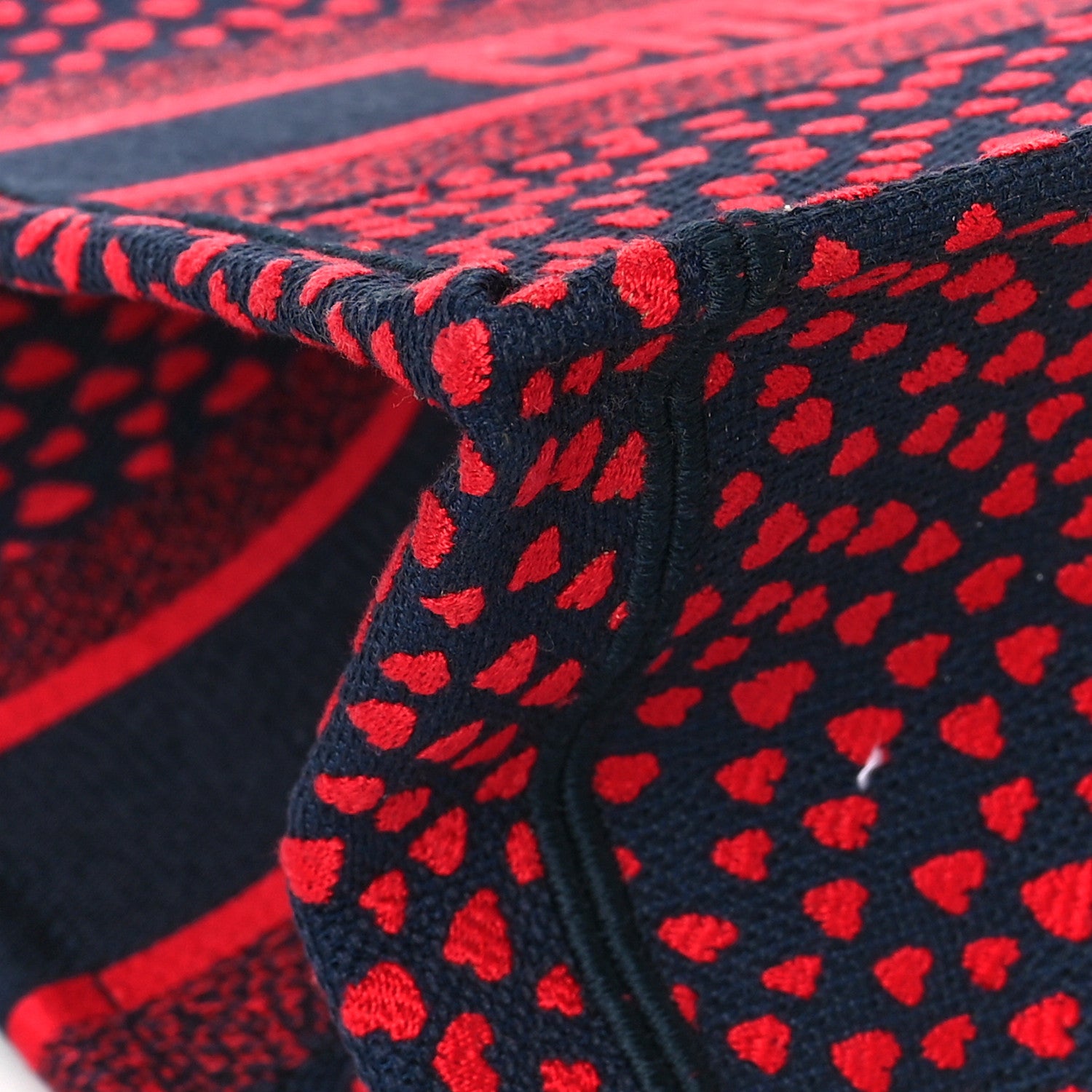 Christian Dior Canvas Embroidered Pop Heart I Love Paris Medium Book Tote Red Multicolor 7 of 10