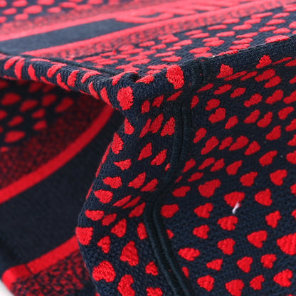 Christian Dior Canvas Embroidered Pop Heart I Love Paris Medium Book Tote Red Multicolor 7 of 10