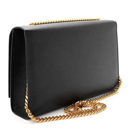 Saint Laurent Grain De Poudre Large Classic Monogram Kate Satchel Black 3 of 9