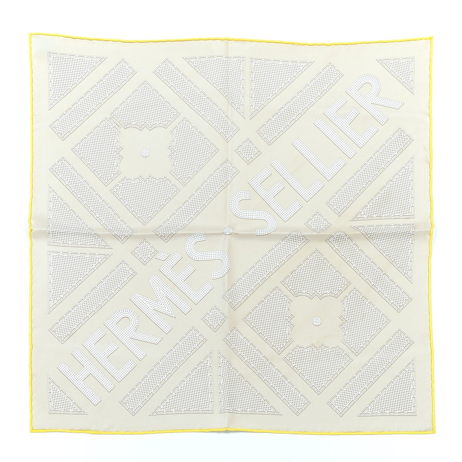 Hermes Silk Gavroche Sellier Pocket Square Scarf 1 of 3