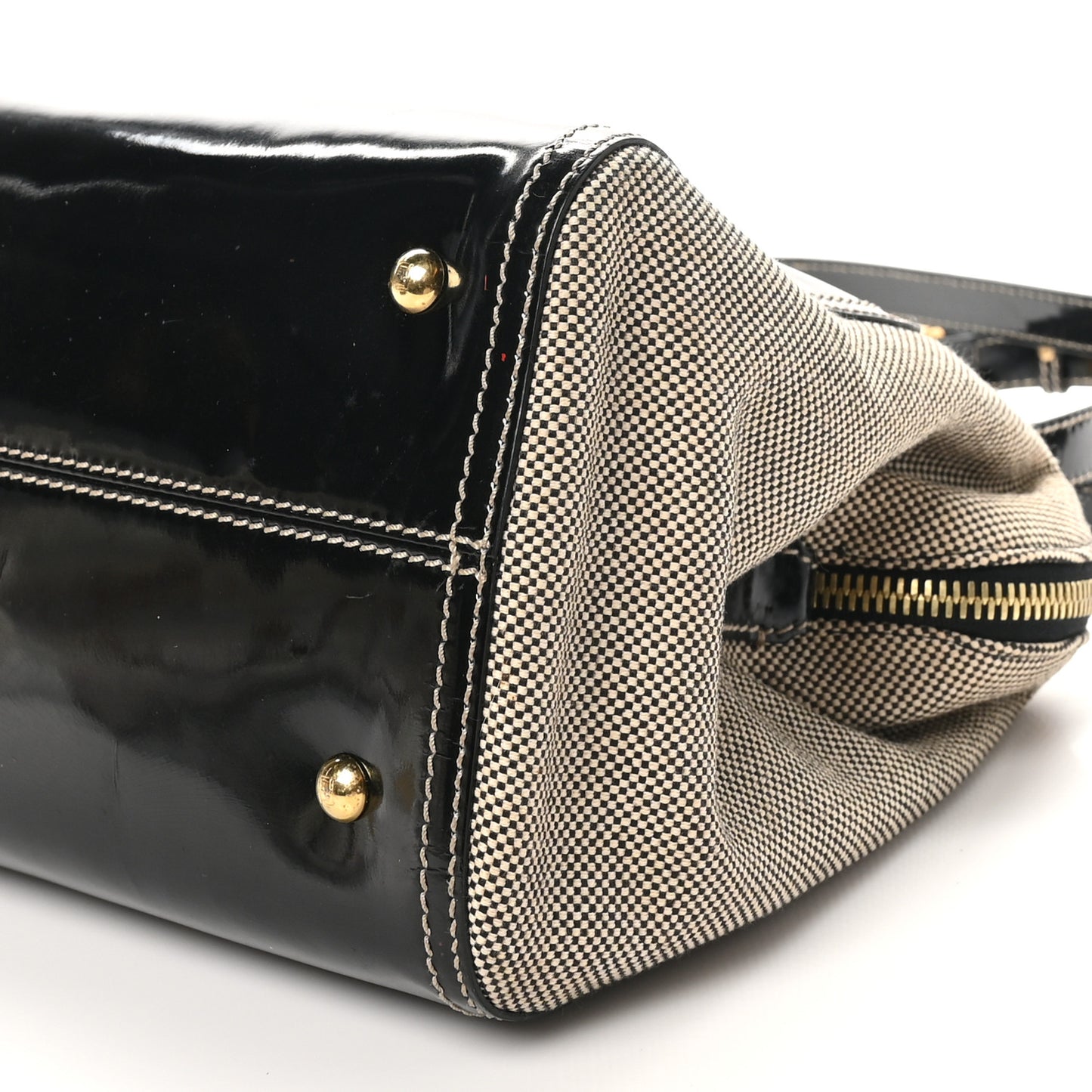 Patent Canvas Small Chameleon Tote Black