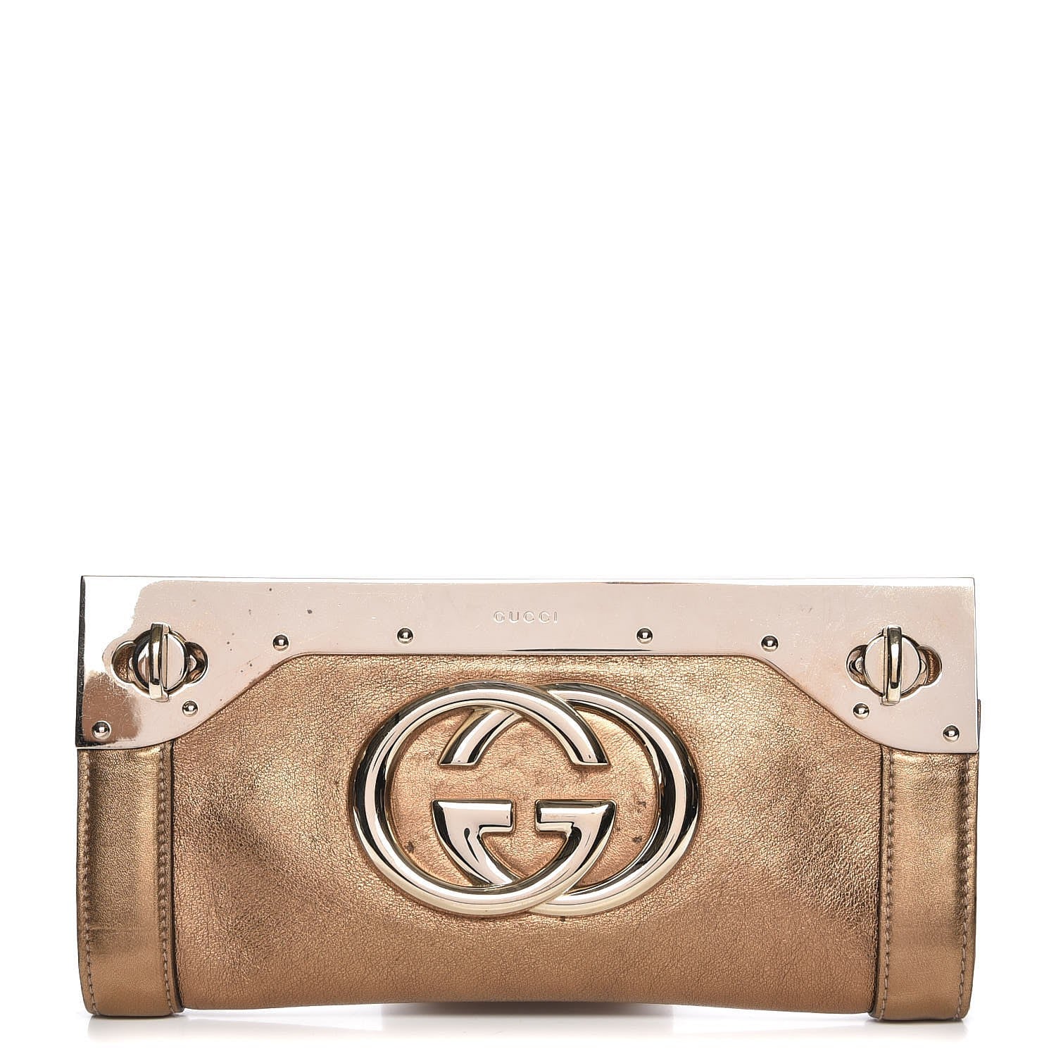 Gucci Metallic Calfskin Britt Clutch Bronze 1 of 8