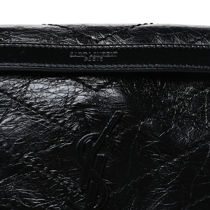Saint Laurent Crinkled Calfskin Matelasse Monogram Baby Niki Chain Satchel Black 8 of 10