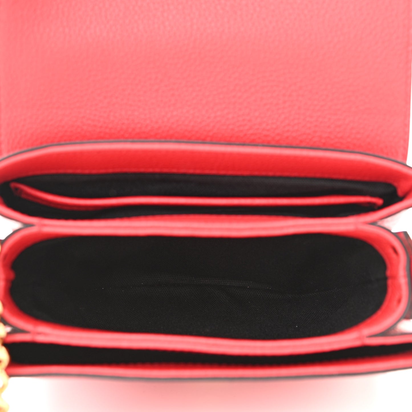 Calfskin Small Twin Skull Chain Crossbody Red