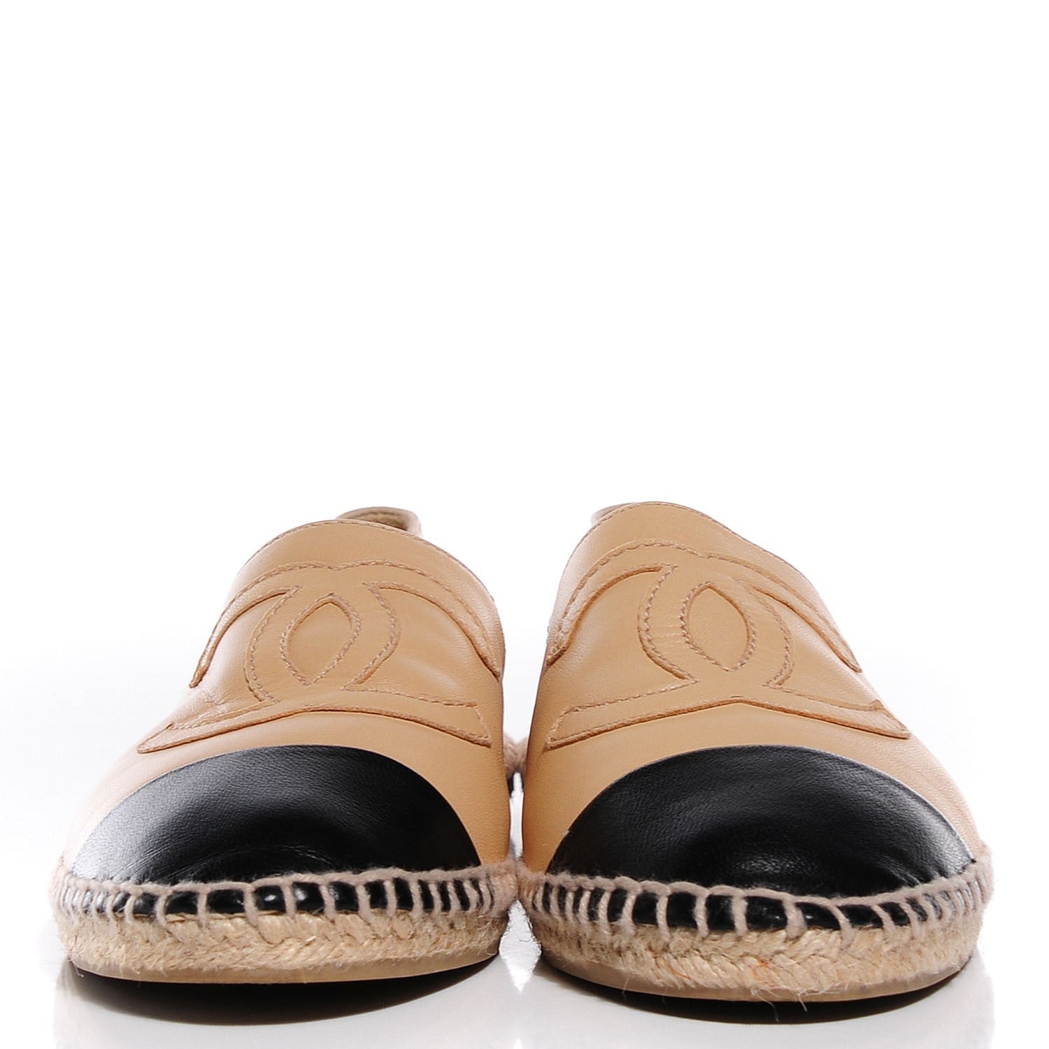 Chanel Lambskin CC Espadrilles 38 Beige Black 2 of 6