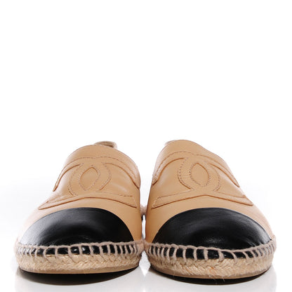 Chanel Lambskin CC Espadrilles 38 Beige Black 2 of 6