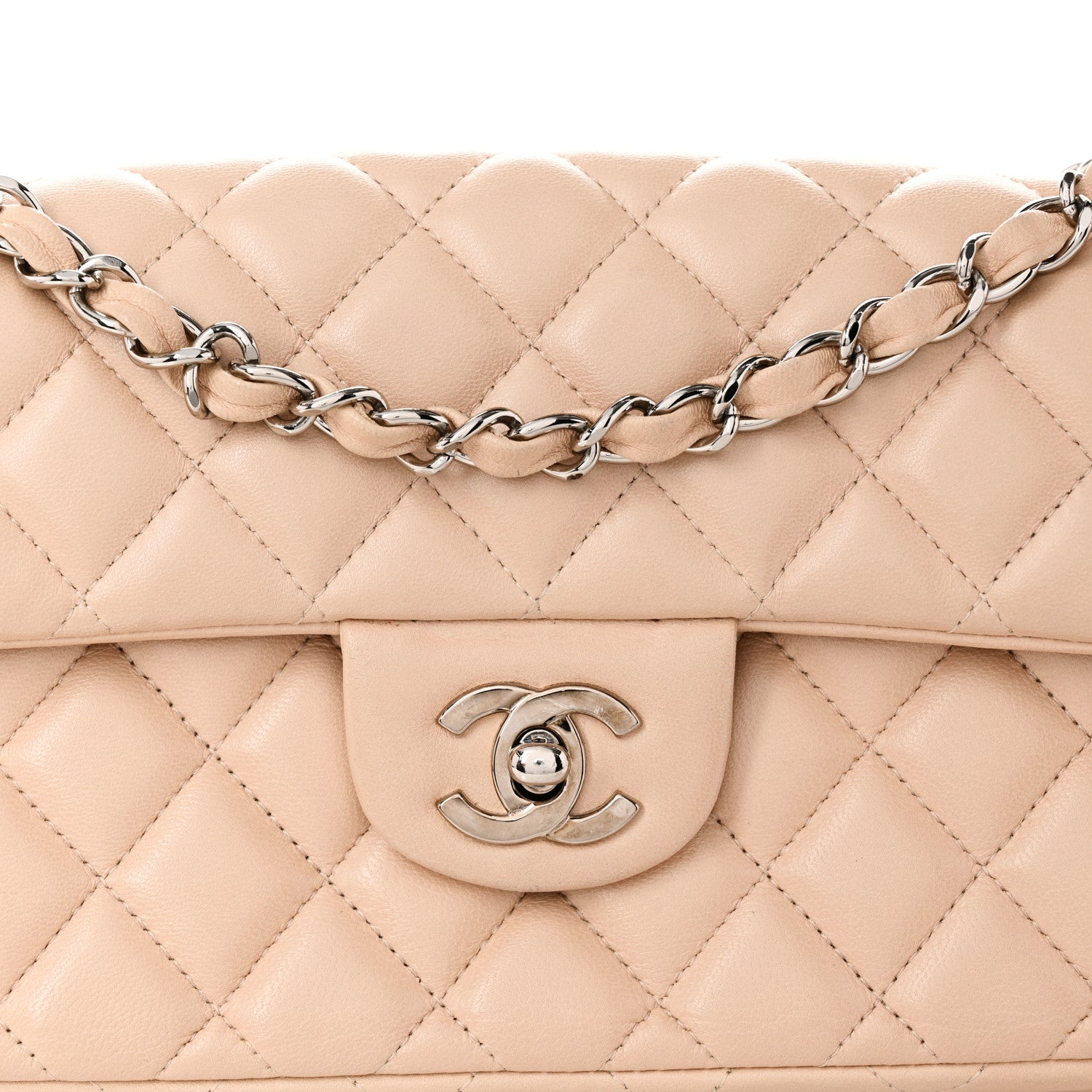 Chanel Lambskin Quilted East West Flap Beige 8 of 11